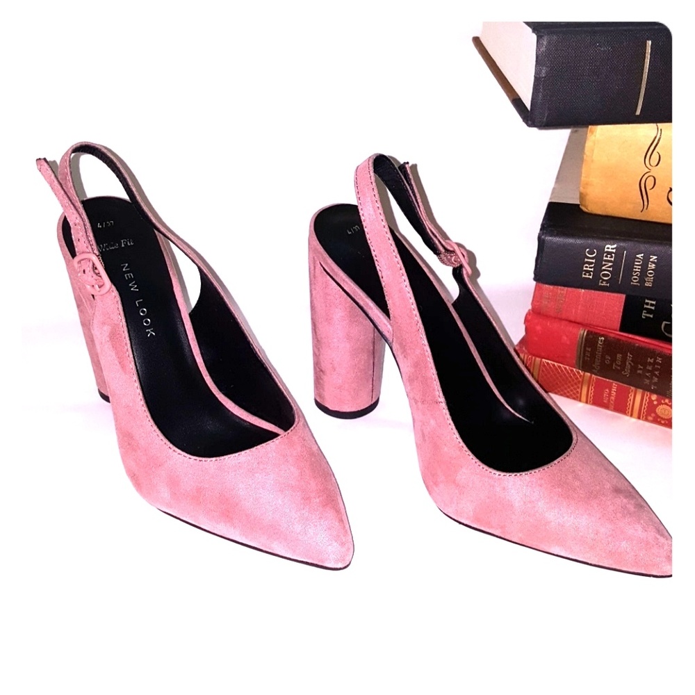 Pink suede heels